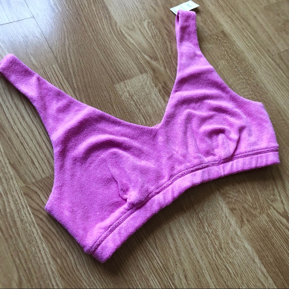 Aerie Offline American Eagle Terry Bralette in Pink size L fits like XL